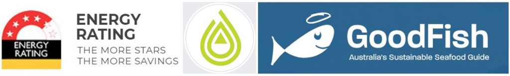 Energy Rating, Sustain Me and GoodFish compilation of logos